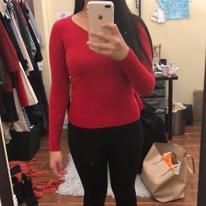 Red V-Neck Mossimo long sleeve top
